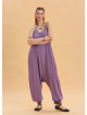 Lilac Bohemian Jumpsuit with Elasticated Legs and Tied Neck 4486